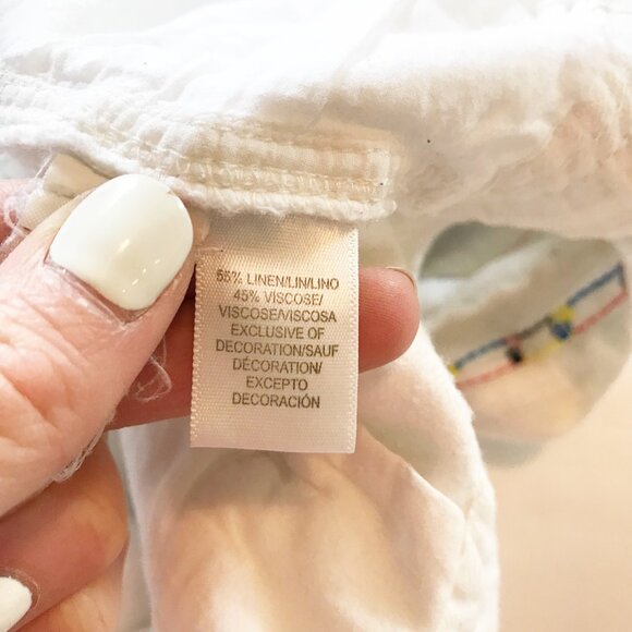 LOU & GREY White Linen Blend Stitching Detail Shorts Womens Large - Picture 6 of 10